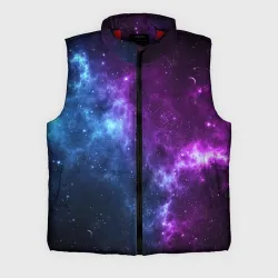 Мужской жилет утепленный 3D Neon galaxy неоновый космос