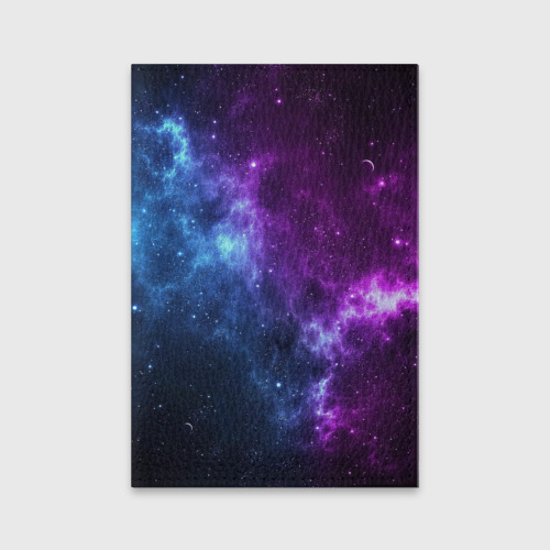 Обложка для паспорта матовая кожа Neon galaxy неоновый космос, цвет черный