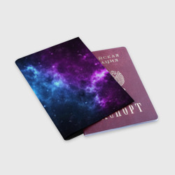 Обложка для паспорта матовая кожа Neon galaxy неоновый космос - фото 2