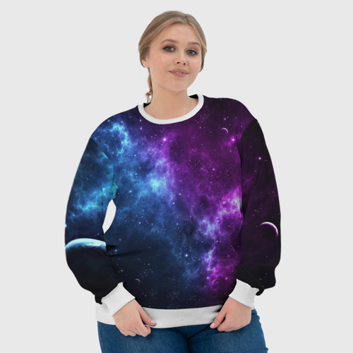 Женский свитшот 3D Neon galaxy неоновый космос, цвет 3D печать - фото 6