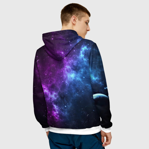 Мужская толстовка 3D Neon galaxy неоновый космос, цвет белый - фото 4