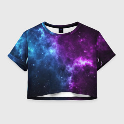 Женская футболка Crop-top 3D Neon galaxy неоновый космос