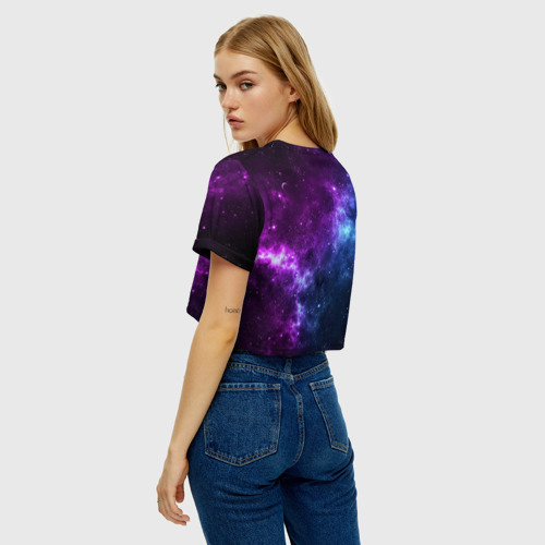 Женская футболка Crop-top 3D Neon galaxy неоновый космос - фото 5