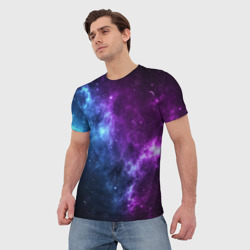 Мужская футболка 3D Neon galaxy неоновый космос - фото 2