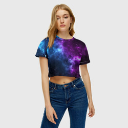 Женская футболка Crop-top 3D Neon galaxy неоновый космос - фото 2