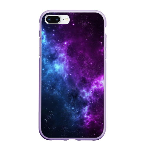 Чехол для iPhone 7Plus/8 Plus матовый Neon galaxy неоновый космос, цвет светло-сиреневый