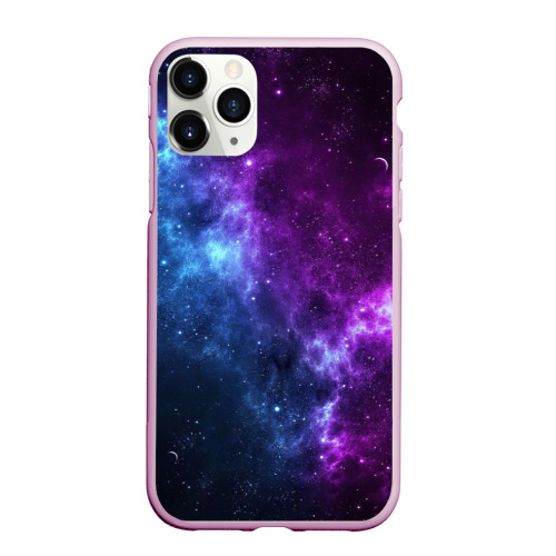 Чехол для iPhone 11 Pro Max матовый Neon galaxy неоновый космос, цвет розовый