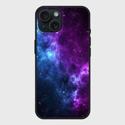 Чехол силиконовый для Apple iPhone 15 матовый Neon galaxy неоновый космос