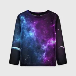 Детский лонгслив 3D Neon galaxy неоновый космос