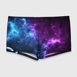Мужские купальные плавки 3D Neon galaxy неоновый космос