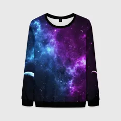 Мужской свитшот 3D Neon galaxy неоновый космос