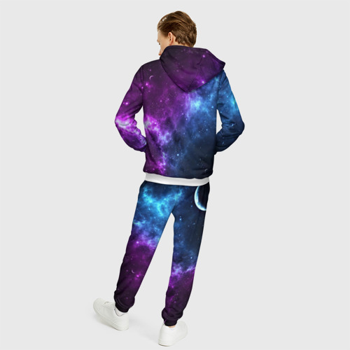 Мужской костюм с толстовкой 3D Neon galaxy неоновый космос, цвет белый - фото 4