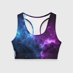 Женский спортивный топ 3D Neon galaxy неоновый космос