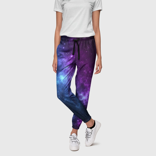 Женские брюки 3D Neon galaxy неоновый космос, цвет 3D печать - фото 3