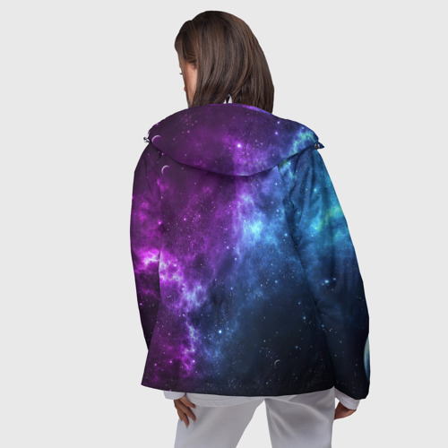 Женская ветровка 3D Neon galaxy неоновый космос, цвет белый - фото 5