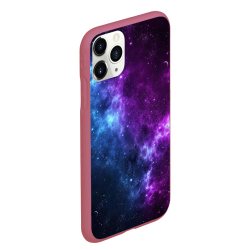 Чехол для iPhone 11 Pro Max матовый Neon galaxy неоновый космос, цвет малиновый - фото 3