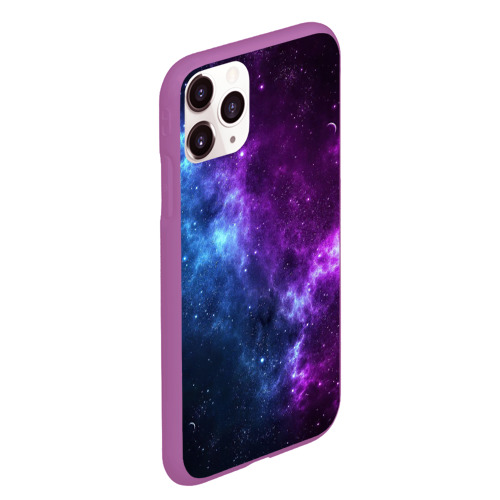 Чехол для iPhone 11 Pro Max матовый Neon galaxy неоновый космос, цвет фиолетовый - фото 3