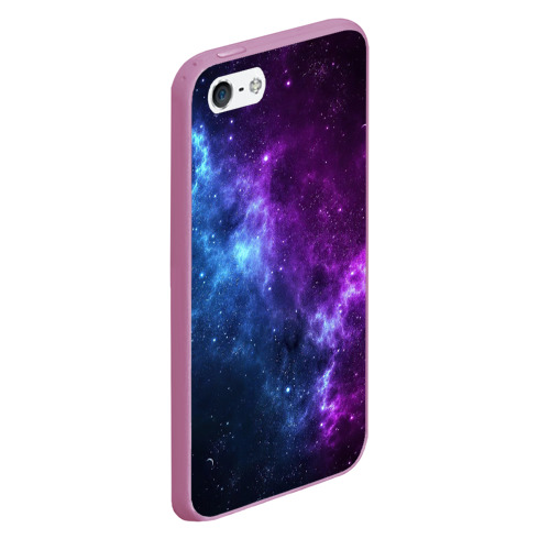 Чехол для iPhone 5/5S матовый Neon galaxy неоновый космос, цвет розовый - фото 3