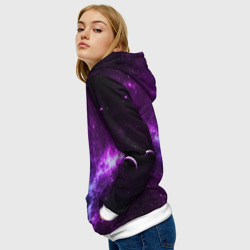Толстовка с принтом Neon galaxy неоновый космос для женщины, вид на модели спереди №3. Цвет основы: белый