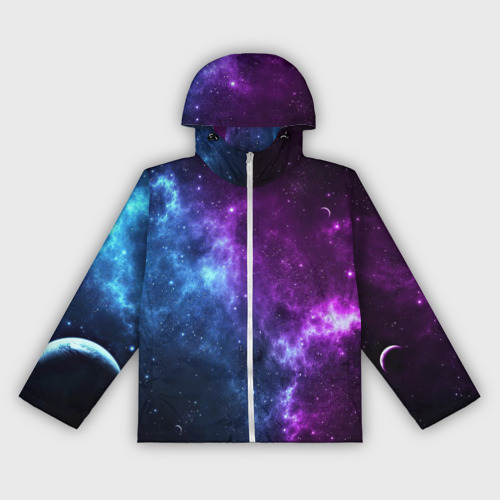 Женская ветровка 3D Neon galaxy неоновый космос, цвет белый