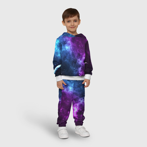 Детский костюм с толстовкой 3D Neon galaxy неоновый космос, цвет белый - фото 3