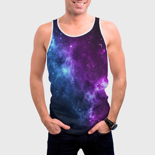 Мужская майка 3D Neon galaxy неоновый космос, цвет 3D печать - фото 3