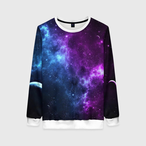 Женский свитшот 3D Neon galaxy неоновый космос, цвет 3D печать