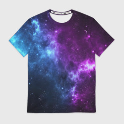 Мужская футболка 3D Neon galaxy неоновый космос