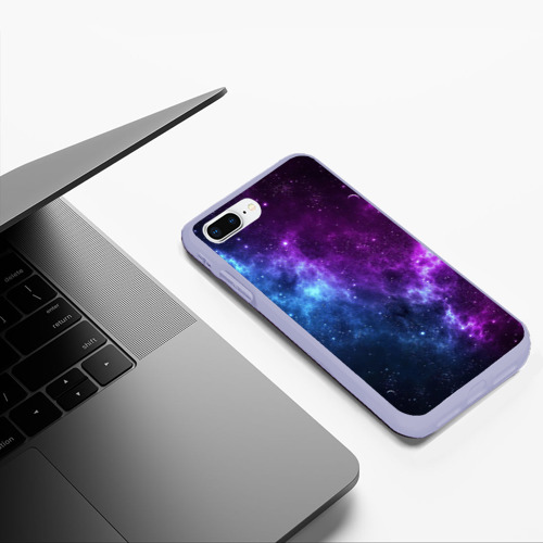 Чехол для iPhone 7Plus/8 Plus матовый Neon galaxy неоновый космос, цвет светло-сиреневый - фото 5