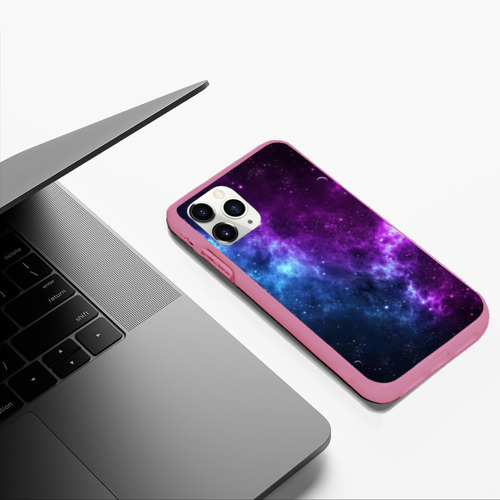 Чехол для iPhone 11 Pro Max матовый Neon galaxy неоновый космос, цвет малиновый - фото 5