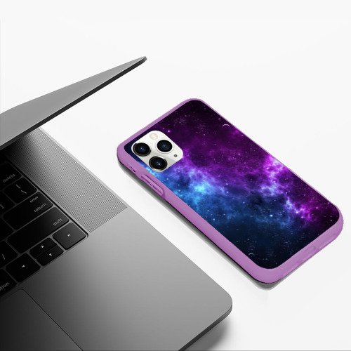 Чехол для iPhone 11 Pro Max матовый Neon galaxy неоновый космос, цвет фиолетовый - фото 5