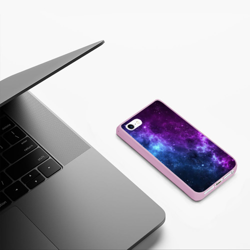 Чехол для iPhone 5/5S матовый Neon galaxy неоновый космос, цвет розовый - фото 5