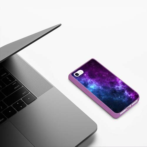 Чехол для iPhone 5/5S матовый Neon galaxy неоновый космос, цвет фиолетовый - фото 5