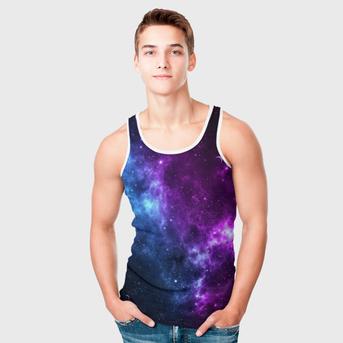 Мужская майка 3D Neon galaxy неоновый космос, цвет 3D печать - фото 5