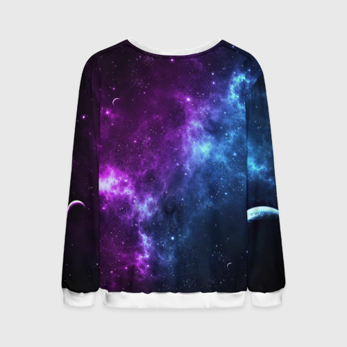 Мужской свитшот 3D Neon galaxy неоновый космос, цвет белый - фото 2