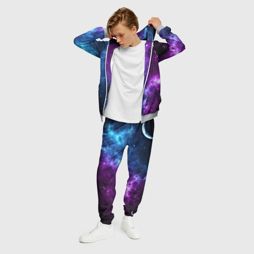 Мужской костюм 3D Neon galaxy неоновый космос, цвет меланж - фото 3