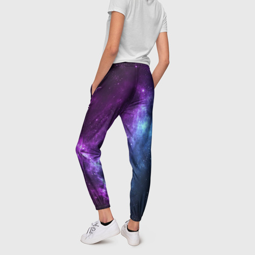 Женские брюки 3D Neon galaxy неоновый космос, цвет 3D печать - фото 4