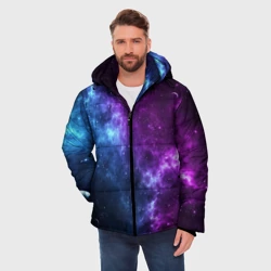 Мужская зимняя куртка 3D Neon galaxy неоновый космос - фото 2