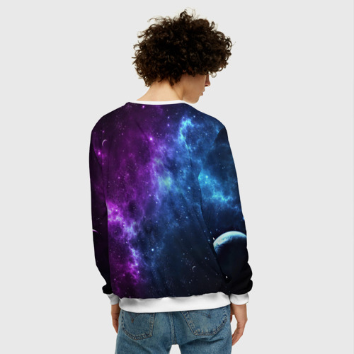 Мужской свитшот 3D Neon galaxy неоновый космос, цвет белый - фото 4