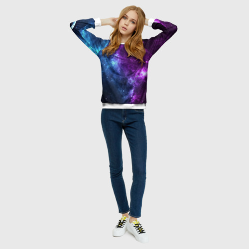 Женский свитшот 3D Neon galaxy неоновый космос, цвет 3D печать - фото 5