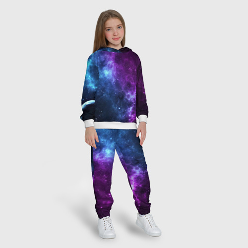 Детский костюм с толстовкой 3D Neon galaxy неоновый космос, цвет белый - фото 5