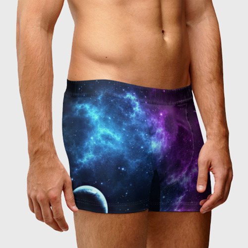 Мужские трусы 3D Neon galaxy неоновый космос, цвет 3D печать - фото 3