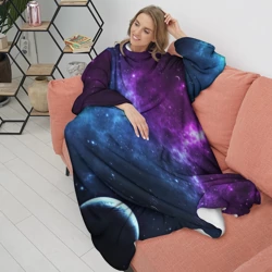 Плед с рукавами Neon galaxy неоновый космос - фото 2