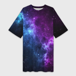 Платье-футболка 3D Neon galaxy неоновый космос