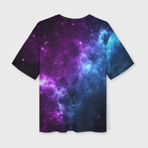 Женская футболка oversize 3D Neon galaxy неоновый космос, цвет 3D печать - фото 2