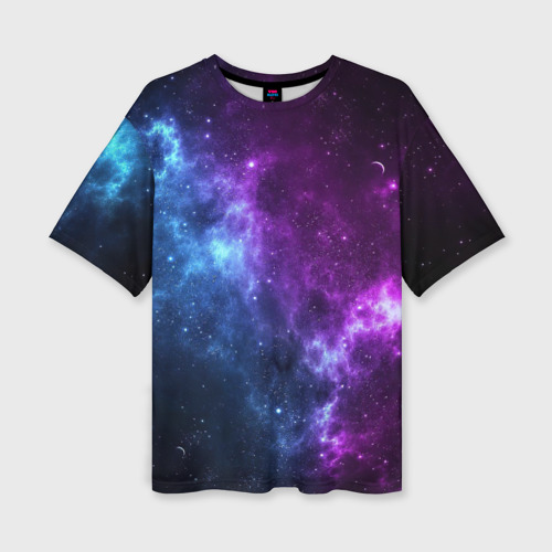 Женская футболка oversize 3D Neon galaxy неоновый космос, цвет 3D печать