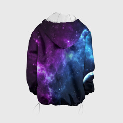 Куртка с принтом Neon galaxy неоновый космос для ребенка, вид сзади №1. Цвет основы: белый