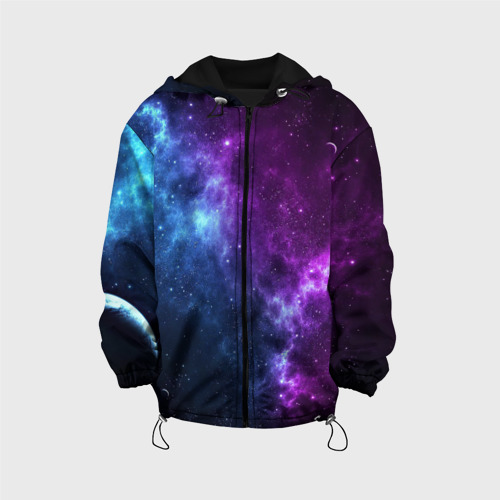 Детская куртка 3D Neon galaxy неоновый космос, цвет черный