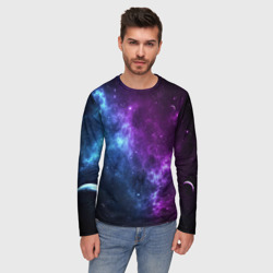 Мужской лонгслив 3D Neon galaxy неоновый космос - фото 2