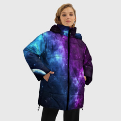 Женская зимняя куртка Oversize Neon galaxy неоновый космос - фото 2